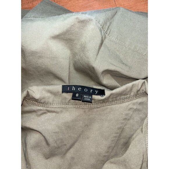 Theory Womens Olive Green Cotton Blend Jacket Size 8 With Button Closure & Pocke - Picture 6 of 6